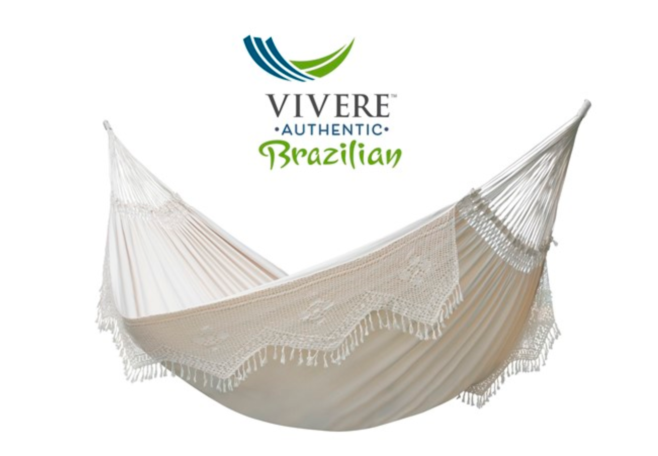 Vivere Doppel Deluxe Cotton Hängematte für 2 Personen Typ Brasilien mit Haltegurten