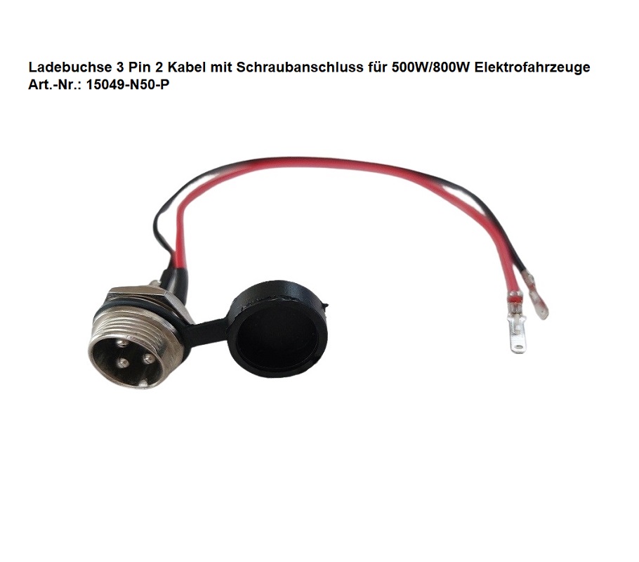 Ladebuchse 3 Pin 2 Kabel mit Schraubanschluss für 500W/800W Elektrofahrzeuge